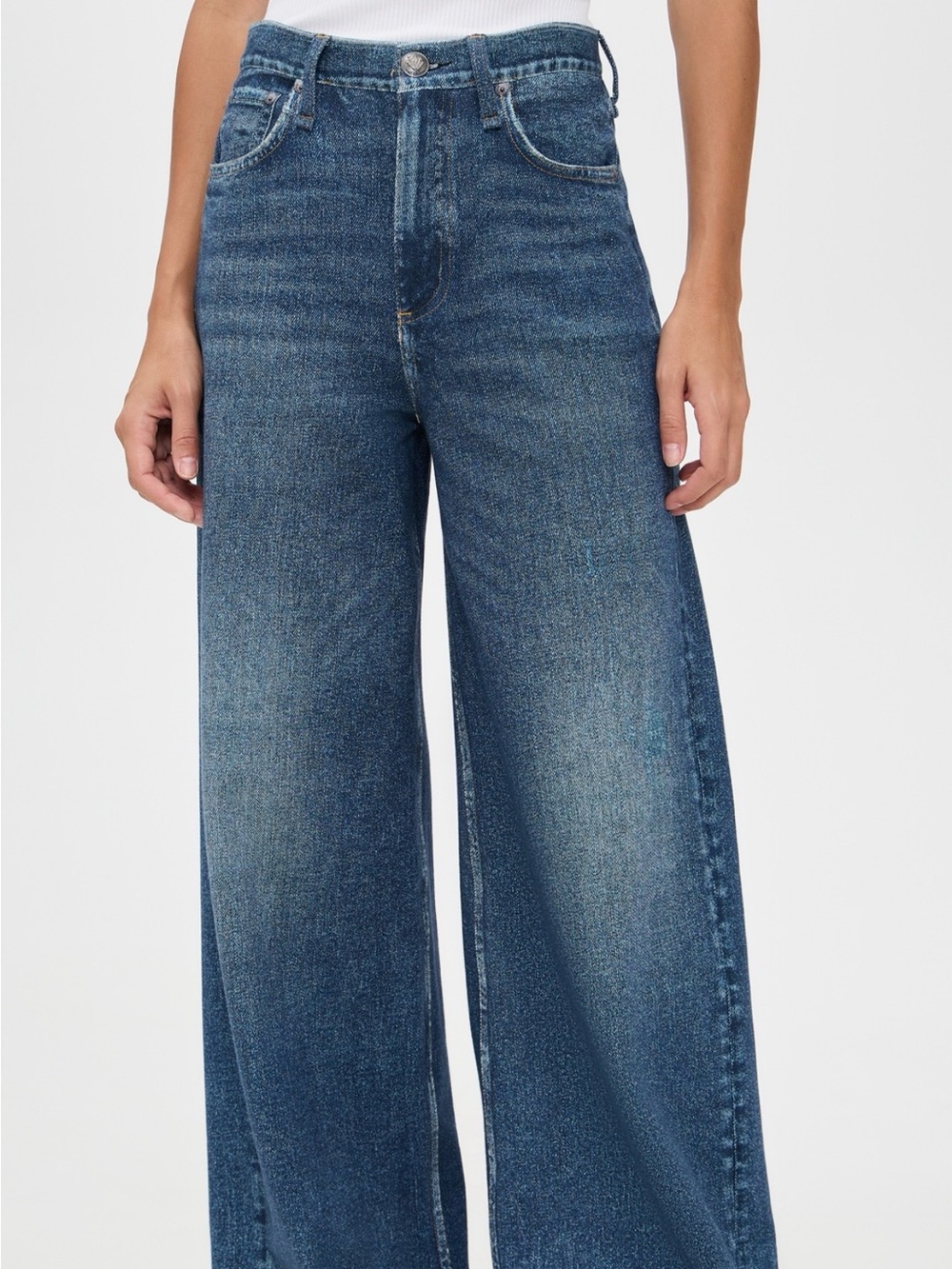 rag & bone Wide-Leg Jeans in Deep Blue Wash